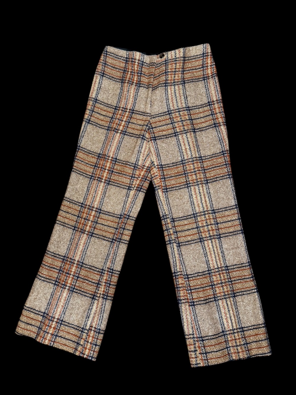 ✨ VTG 60s 70s Plaid Wide Leg Pants High Waist Mod Trousers Retro Disco Flare ✨